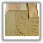 Przekrój ościeżnicy stałej (podwójna warstwa okleiny sosnowej)